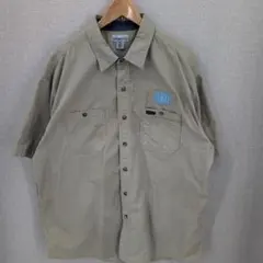 パ*タ様 カーハート 半袖ワークシャツ 企業ロゴ ベージュ 2XL ビッグサイズ