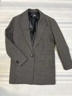 ZARA テーラードジャケット/コート/チェック/千鳥柄/Lサイズ