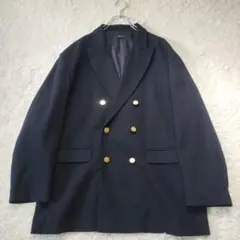 美品☆　LUCY　ルーズブレザー　紺ブレ　金ボタン　ダブル　ジャケット　Ｌ　濃紺