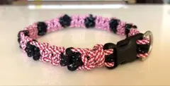 肉球柄　パラコード首輪/チョーカー　赤×黒　内径約30cm