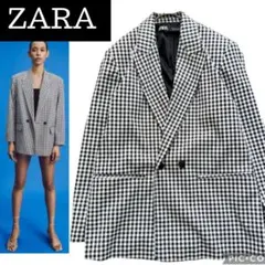 ZARA ザラ ギンガムチェック テーラードジャケット ダブルボタン 完売品