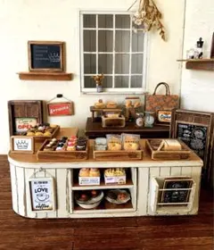 457 カフェ風ミニチュアカウンターテーブルセット ドールハウスハンドメイド