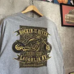 US古着 Tシャツ XL グレー バイク イベント ラフリン ネバダ 2007のサムネイル