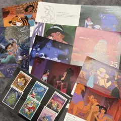 アラジン キャラクター海外切手、ポストカード、カレンダーメモセット