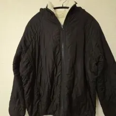 リバーシブル ボアジャケット キルティング フード付き ブラック アイボリー