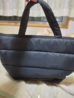 ブラック キルティングトートバッグ