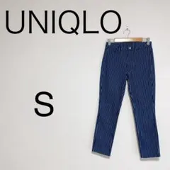 ユニクロ レディース パンツ レギンス ストライプ ストレッチ ブルー S