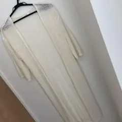 アイボリー メッシュ ロングカーディガン