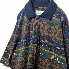 ナチュラルイシュー 総柄 ポロシャツ L 古着