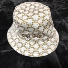 CELINE M sizeバケットハット ホワイト ブラウン