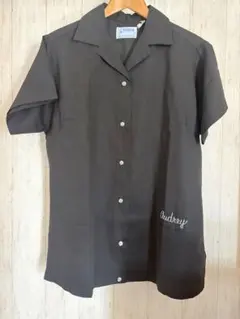 70s USA製 HILTON ビンテージ ボウリングシャツ 黒 企業物 刺繍のサムネイル