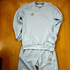 adidas ジャージ　上下セット L グレー 金ロゴ