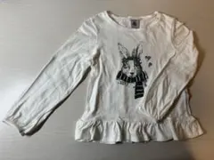 プチバトー、ウサギプリント長袖シャツ(フリル付き)5ans/110cm