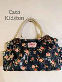 美品♡Cath Kidston 花柄 トートバッグ ダークブルーキャスキッドソンのサムネイル