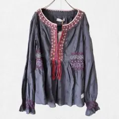 美品 Odd Molly 東欧フォークロア 刺繍ブラウス M サーモンブラウン 