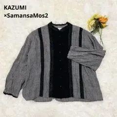 KAZUMI×SamansaMos2カズミ＊レース リネン ブラウス チェックのサムネイル