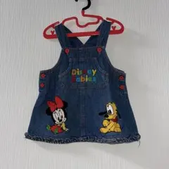 Disney Babies デニムワンピース 80 ミニー プルート 刺繍