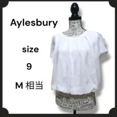 【美品】Aylesbury 半袖ブラウス ホワイト 9 M相当 パール 上品のサムネイル