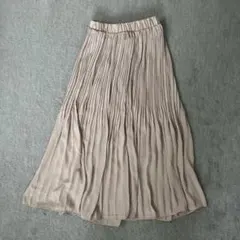 プリーツ大人スカート 韓国ファッション ロングスカート ベージュ