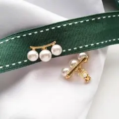 韓国 ゴールド ビッグ3ボール 真珠 イヤリング パール #C333-4