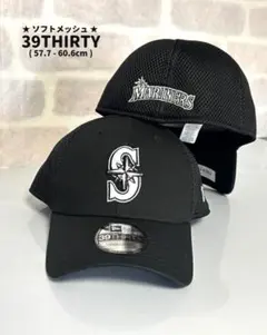 シアトル・マリナーズ 39THIRTY 黒白　ソフトメッシュ　M-L