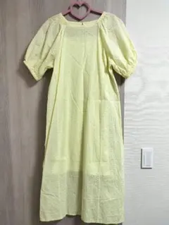 UNIQLO ハナタジマコラボ 半袖ロングワンピース イエロー 花柄 M 美品