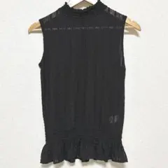 GU 黒 レース風ハイネックノースリーブ