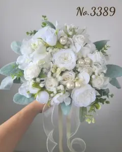 No.3389 ウェディングブーケ　ブートニア　白　バラ