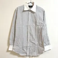 美品✨JEFF BANKS LONDON メンズ 長袖ストライプシャツ　白黒　M