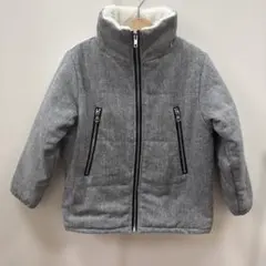 jeansb ジーンズべー　グレー ボア襟 中綿コート　ジッパーポケット2つ付き