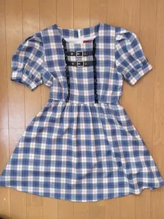 Ank Rouge チェック柄 半袖ミニワンピース