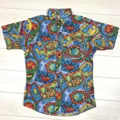 USA製 S&H 熱帯魚柄 ハワイアン コットン シャツ 半袖 カラフルシャツ
