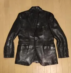 KENT & CURWEN ラムレザーテーラードジャケット 皺加工 黒 L