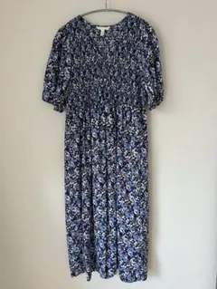 H&M フラワープリント パフスリーブ ワンピース M