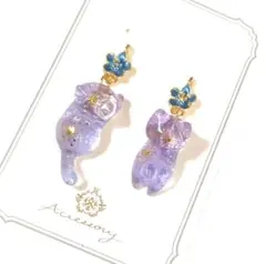 花火✨️　猫★ネコ★レジン　ピアス　イヤリング　チャーム