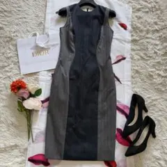 Christian Dior ノースリーブワンピース グレー 膝丈 現行タグのサムネイル