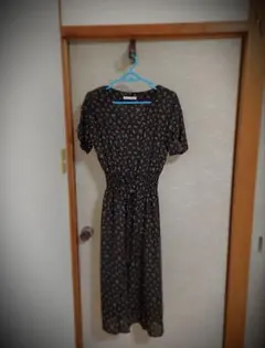 花柄マキシドレス 半袖 ウエストゴム