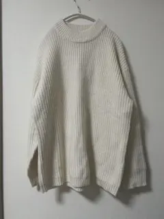 【最終値下げ】アイボリー リブ編み ハイネックニット M