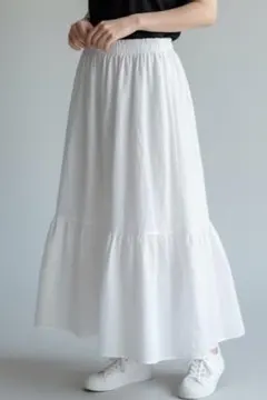【VICENS】ホワイト フレアスカーロング　Mサイズ