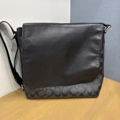 coach　コーチ　黒 レザー キャンバス ショルダーバッグ