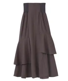 COCODEAL ニットコルセットアシメティアードスカート チャコール S