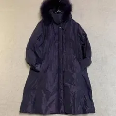 ダウンコート ダウンジャケット 紫 ミドル丈 ファー フード ダウン フェザー