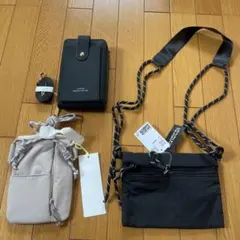 ミニサイズ ブラック ピンクショルダーバッグ