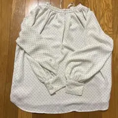 前後2wayホワイトドット柄長袖ブラウス