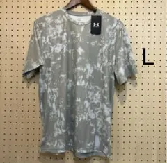 メンズモチベートプリント半袖TシャツLライトグレー（6012575）