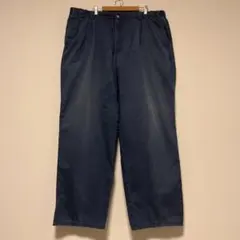90s 古着 haggar ネイビー 薄い紺 2タック ワイド チノパン W42