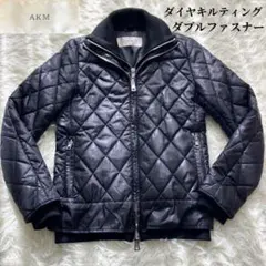 AKM ダイヤ キルティング ダウンジャケット ダブルファスナー 黒