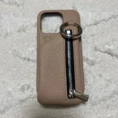 ajew ジッパー付きiPhoneケース ピンクベージュ