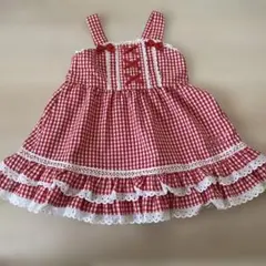 シャーリーテンプル ロンパース ギンガムチェック柄 いちご 90cm 