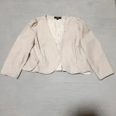 GIRL ノーカラージャケット ベージュ パーティー ドレス　ボレロ　Lのサムネイル